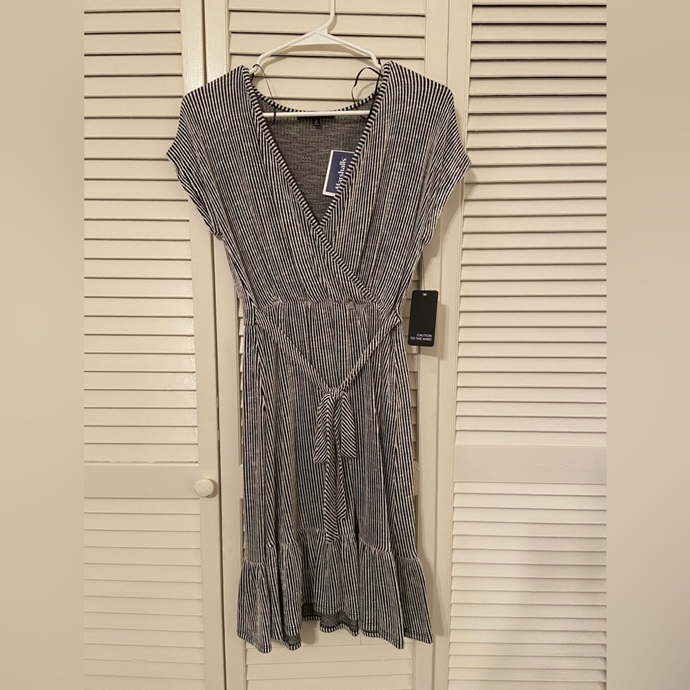 Stripe dress with wrap tie, NWT